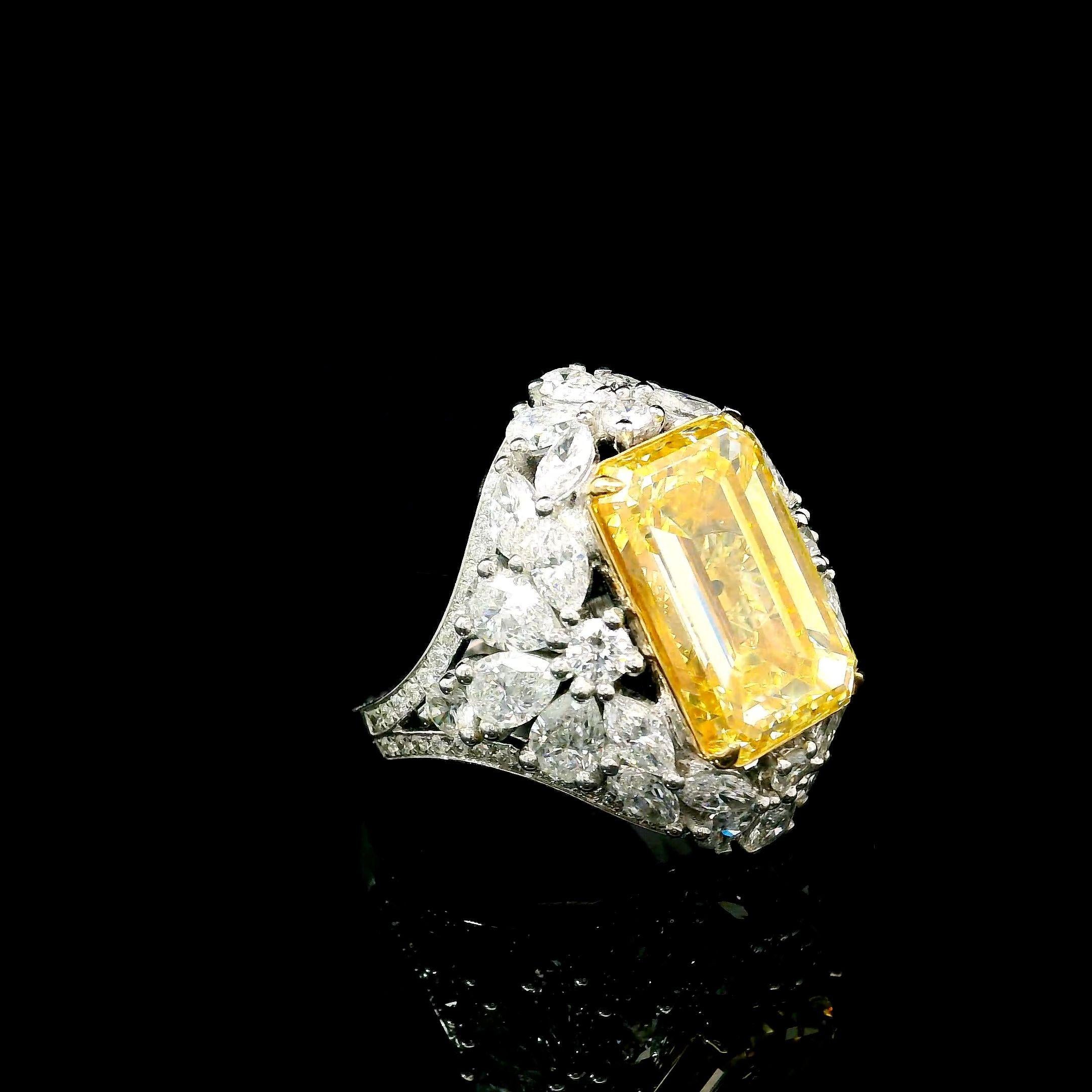 Emerald Cut AGL Certified 8.01 Carat U - V Colour VS2 Clarity Diamond Ring For Sale