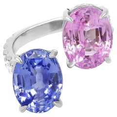 Bypass-Ring, AGL-zertifizierter 8,02 Karat rosa Saphir & 7,05 Karat blauer Saphir