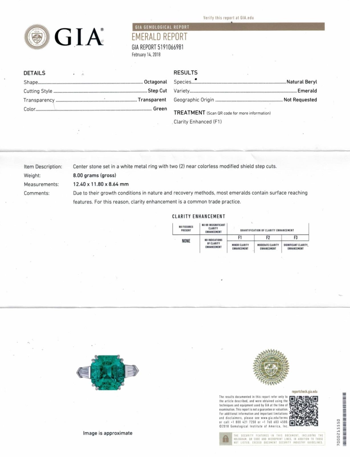 Anillo de esmeralda colombiana de 8,18 quilates con certificación AGL Corte esmeralda en venta