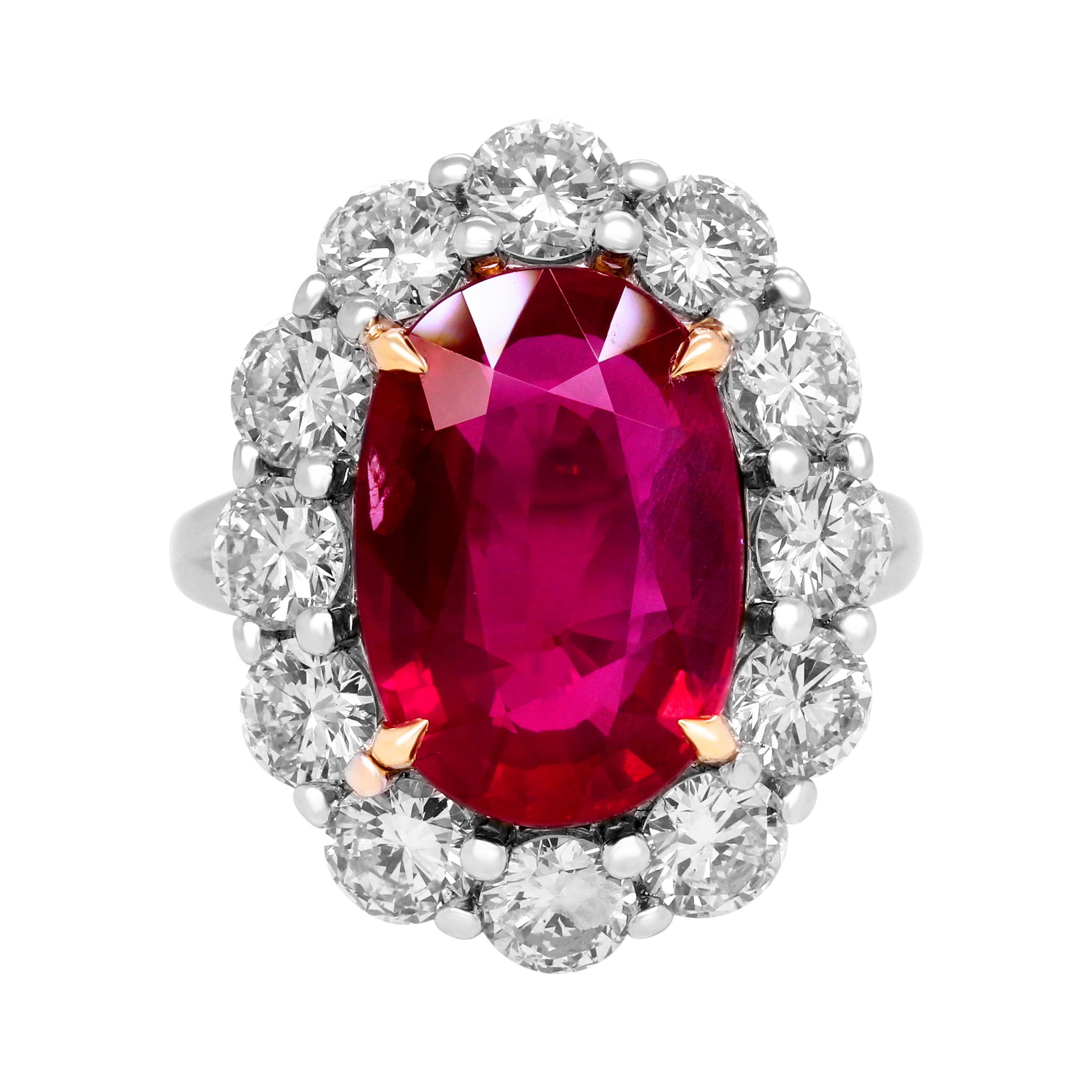 AGL zertifizierter 8,43 Karat natürlicher ovaler Rubin 18K Weißgold Diamant Cocktail Ring

Dieser unglaubliche Rubin hat in der Mitte einen Rubin von 8,43 Karat. Ruby ist von AGL zertifiziert, und in dem Bericht heißt es, Ruby sei
