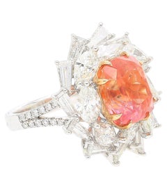 AGL-zertifizierter 9,10 Karat Ceylon Ring mit unbehandeltem Padparadscha-Saphir und Diamant