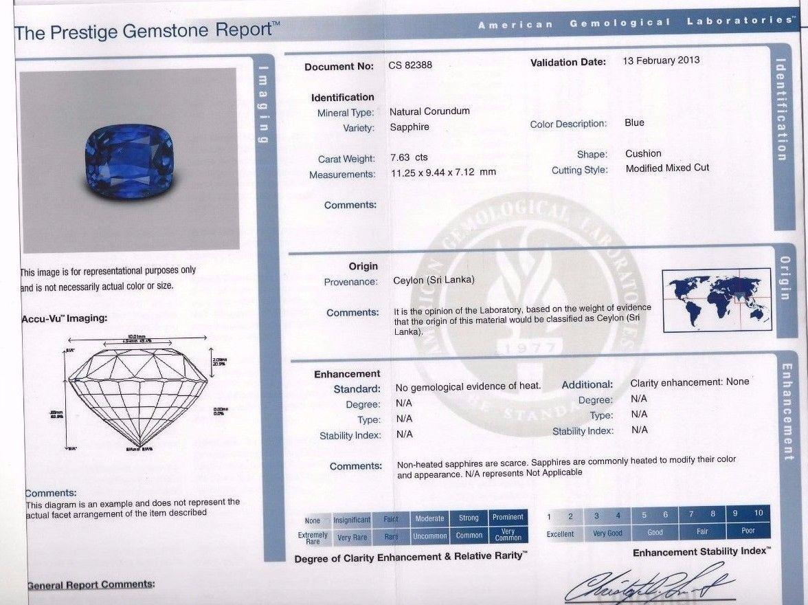 AGL Certified 9.23ct Natural No Heat Sri Lanka Sapphire Diamond Ring Platinum In New Condition For Sale In New York, NY