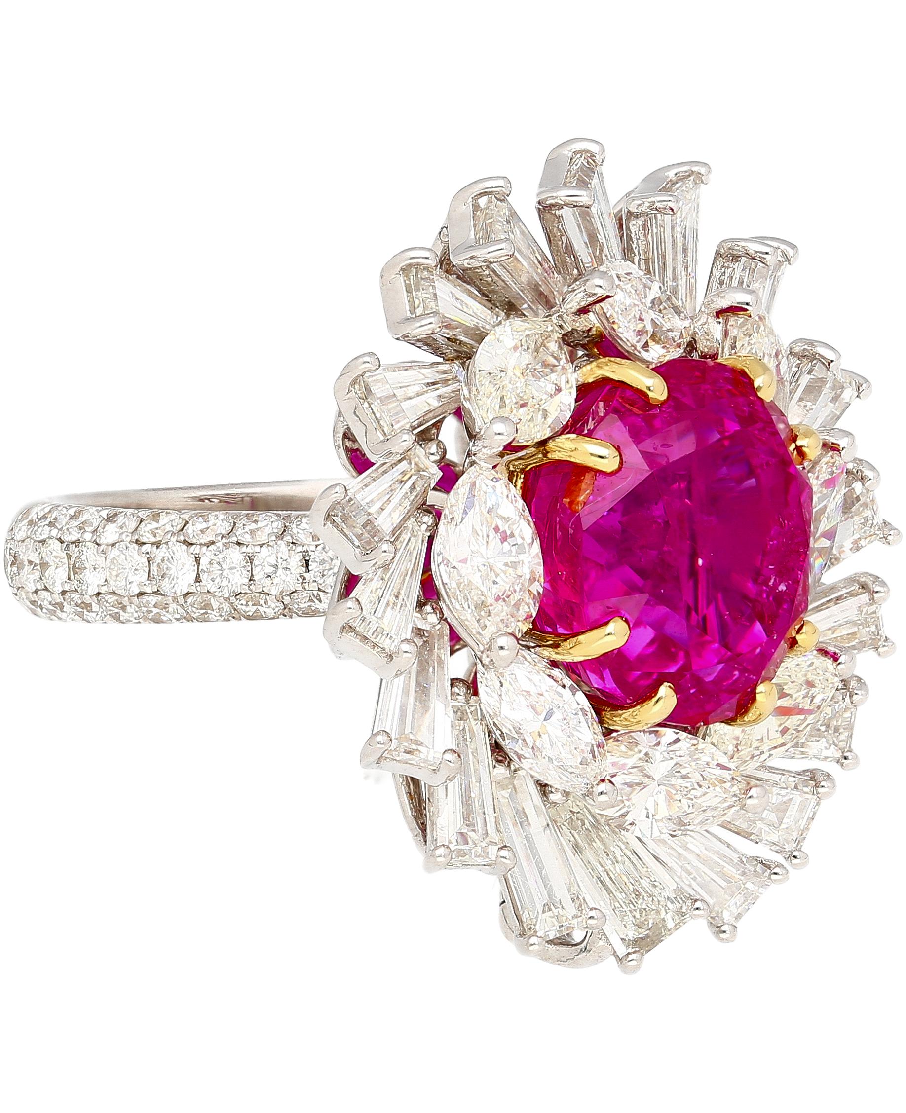 Bague à pendentif détachable en saphir rose de Birmanie certifié AGL, de 9,55 carats, sans chaleur en vente 1