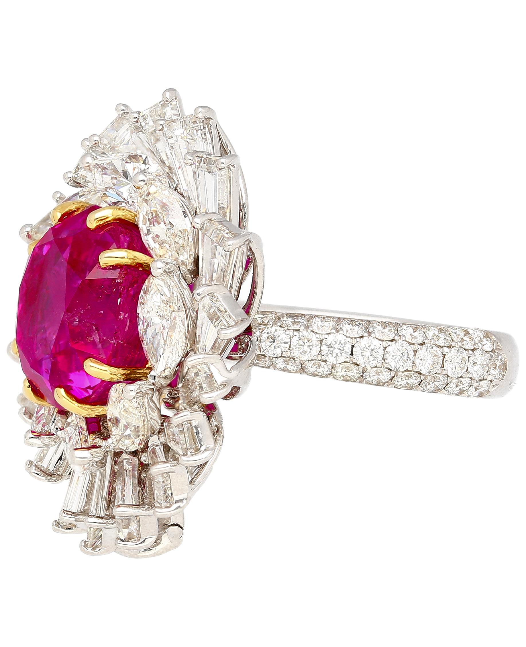 Bague à pendentif détachable en saphir rose de Birmanie certifié AGL, de 9,55 carats, sans chaleur en vente 2