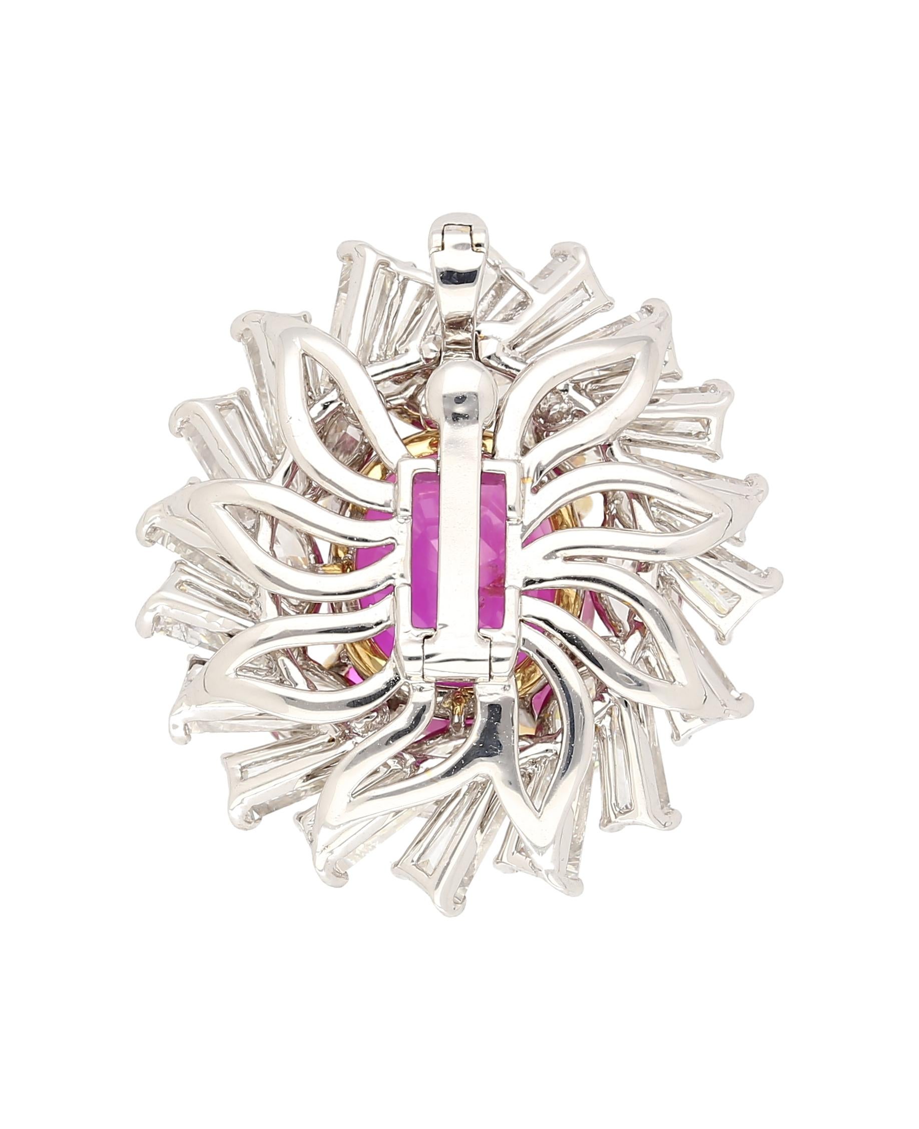 Bague à pendentif détachable en saphir rose de Birmanie certifié AGL, de 9,55 carats, sans chaleur en vente 4