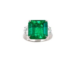 AGL Certified 9.67 Carat Colombian Emerald Diamond Platinum Ring