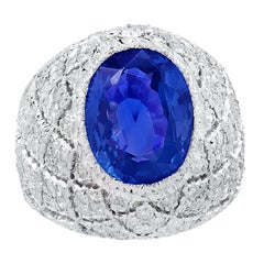 AGL Certified Buccellati 3.89 Carat Ceylon No Heat Sapphire & Diamond Ring