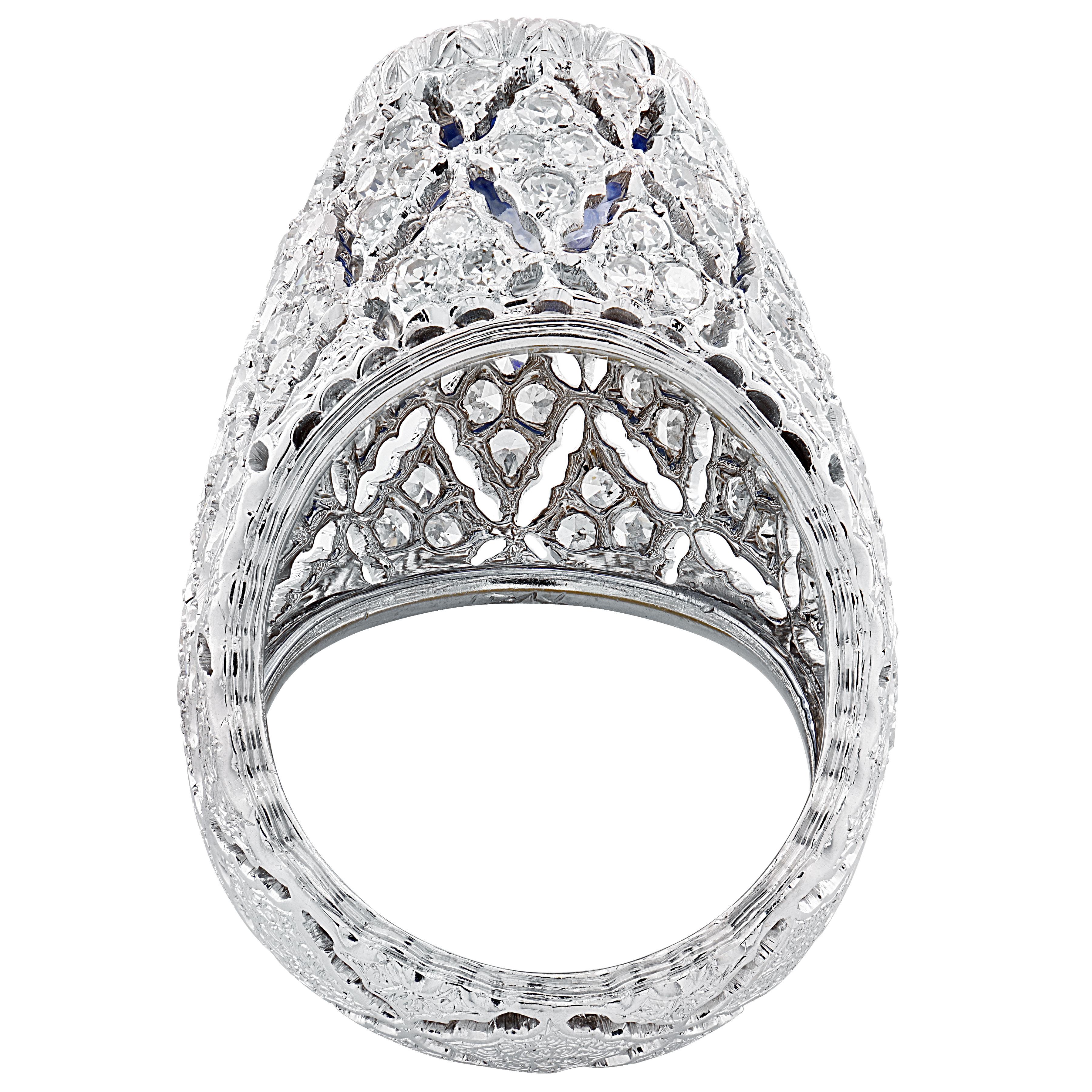 AGL zertifizierter Buccellati 3,89 Karat Ceylon No Heat Saphir & Diamant Ring im Angebot 1