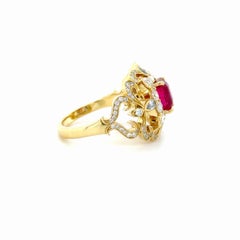 AGL Certified Burma Ruby and Diamond Cocktail Ring