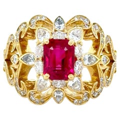 AGL Certified Burma Ruby and Diamond Cocktail Ring