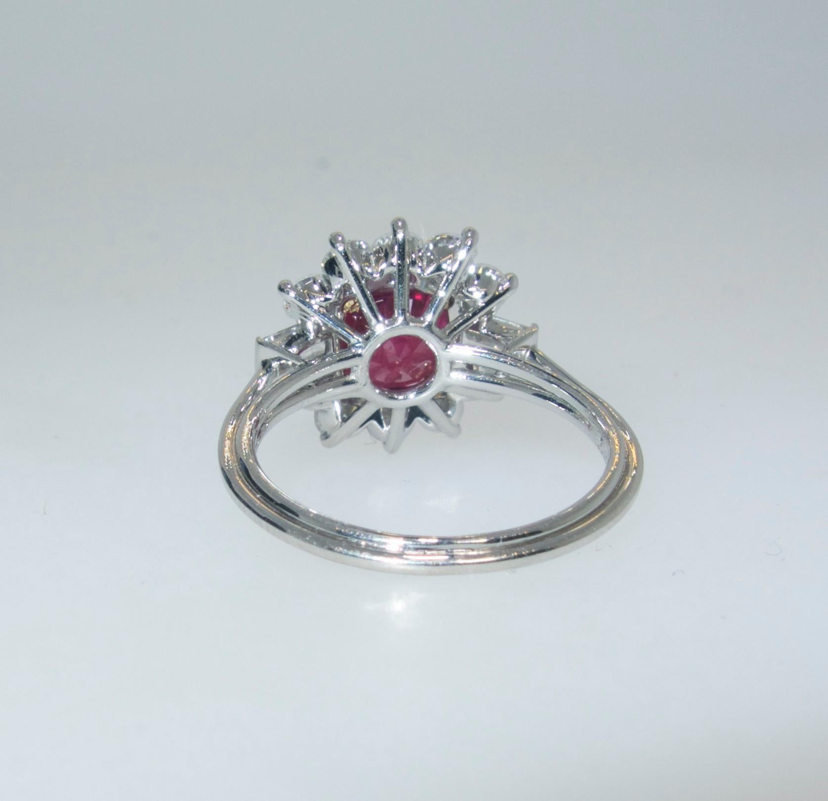 AGL Certified Burma Ruby and Diamond Ring In Excellent Condition In Aspen, CO