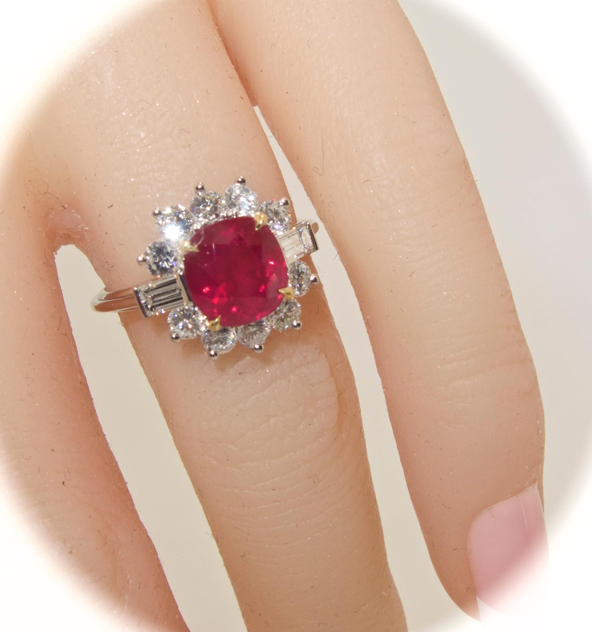 AGL Certified Burma Ruby and Diamond Ring 2