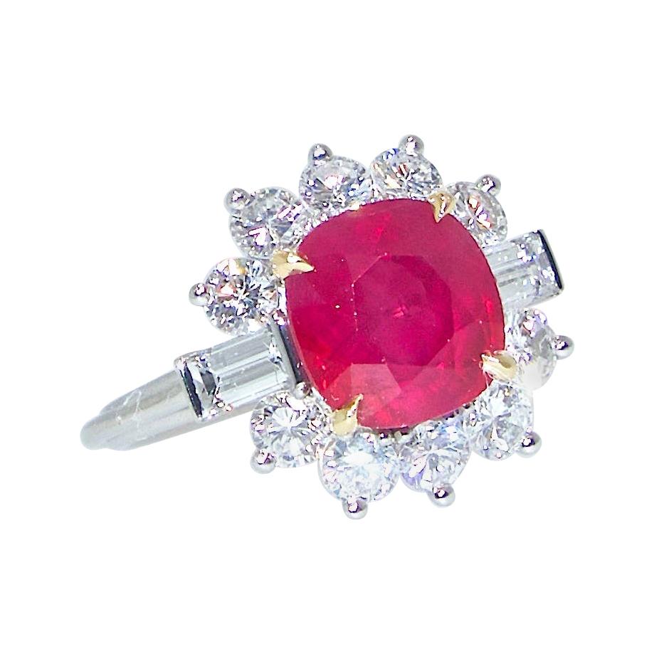 AGL Certified Burma Ruby and Diamond Ring