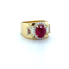 AGL Certified Burma Ruby, Yellow Diamond and Diamond Ring