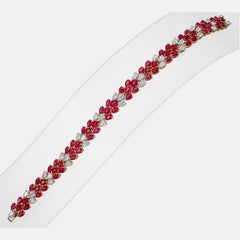 AGL Certified Burmese Heated Ruby  And Diamond Bracelet in 18 Karat White Gold