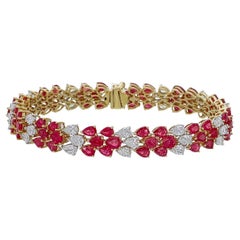 AGL Certified Burmese Heated Ruby  And Diamond Bracelet in 18 Karat White Gold