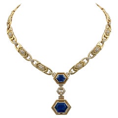 Vintage Cartier AGL Certified Ceylon Blue Sapphire Diamond Necklace, circa 1980s