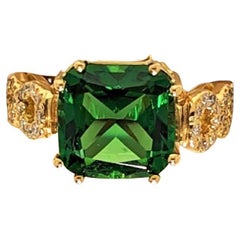  Chrome Tourmaline '4.80 cts' AGL Certified and Diamond '56=1.07 cts' 18KYG Ring