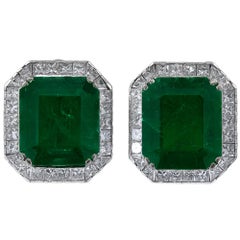Spectra Fine Jewelry AGL Certified Colombian Emerald Diamond 18kt Gold Earrings