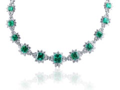 AGL Certified Columbian Emerald and Diamond Necklace