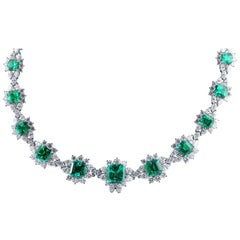 AGL Certified Columbian Emerald and Diamond Necklace