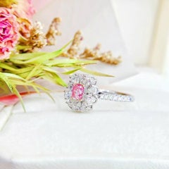 Anillo/Colgante de oro blanco de 18 quilates con diamante rosa talla cojín certificado AGL
