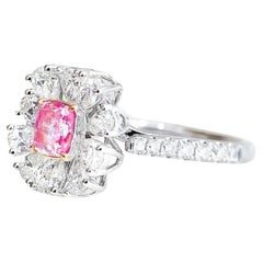 Anillo/Colgante de oro blanco de 18 quilates con diamante rosa talla cojín certificado AGL