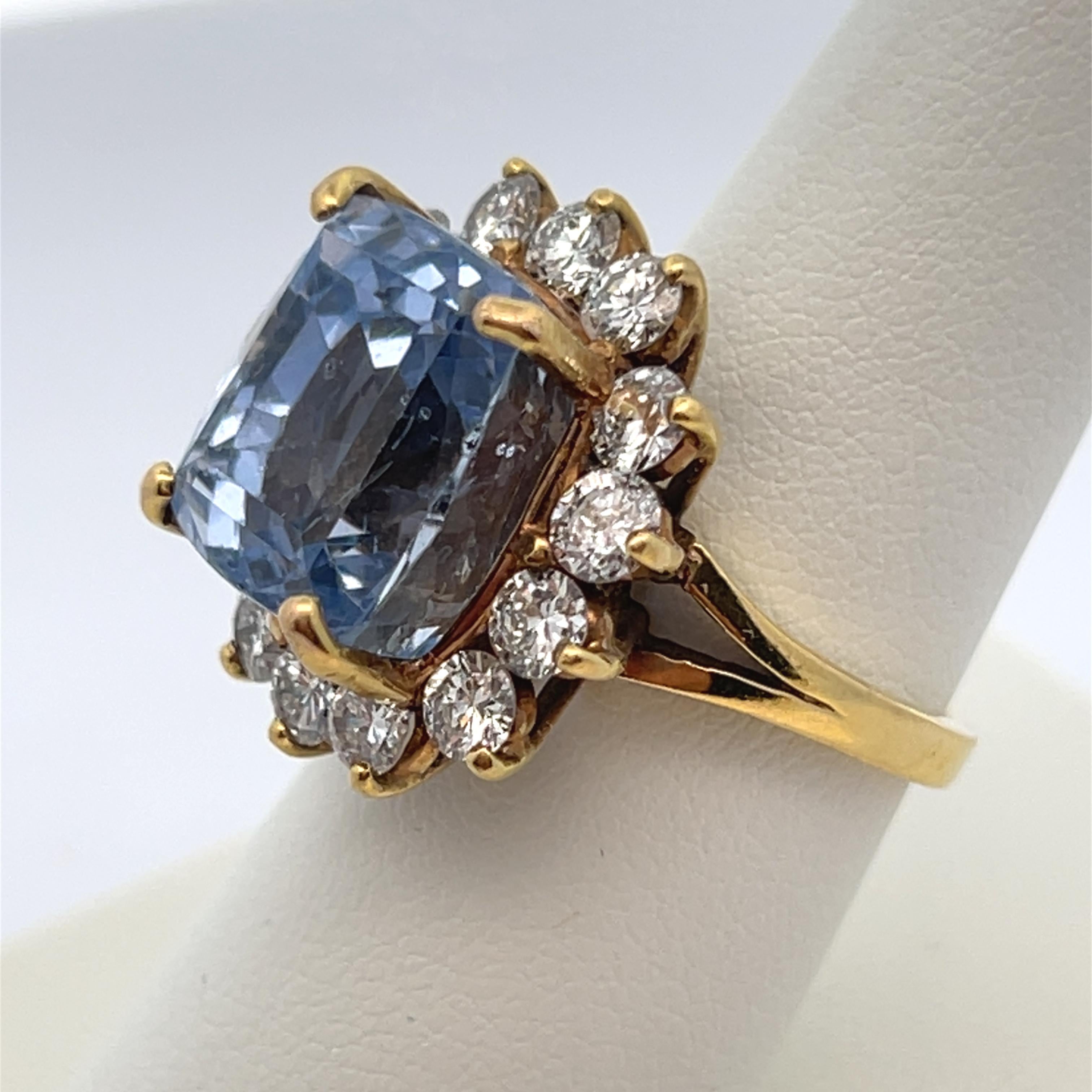 AGl Certified Cushion Sapphire and Diamond Cocktail Ring For Sale 5