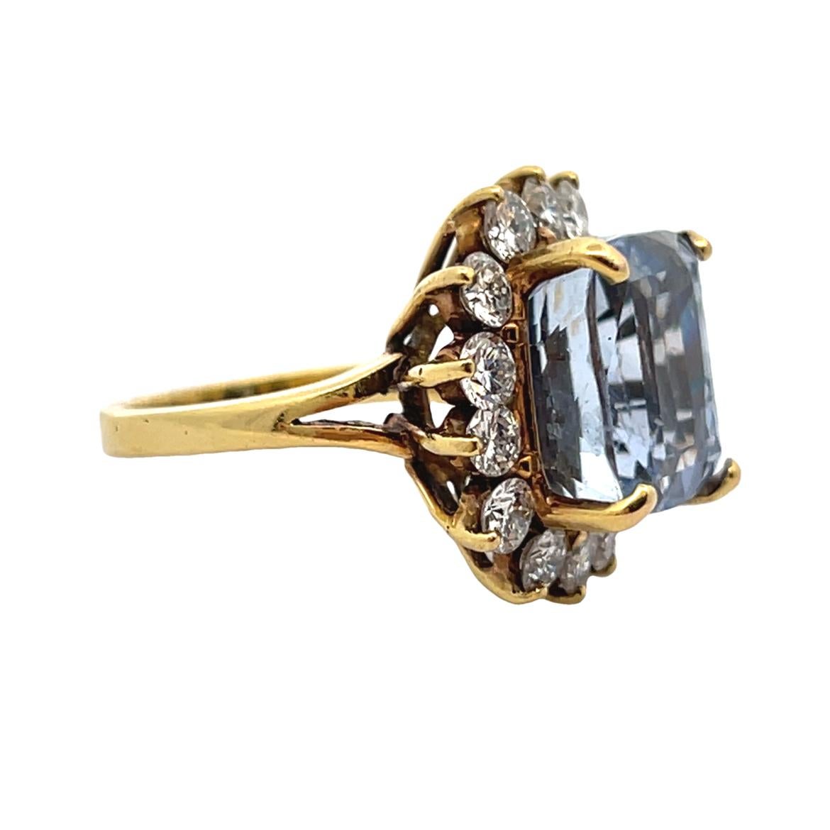 AGl Certified Cushion Sapphire and Diamond Cocktail Ring For Sale 7