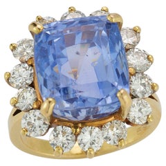 Anillo de Cóctel de Zafiro Cúbico y Diamante Certificado AGl