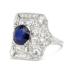 AGL Certified Edwardian 2.98 Ct. No Heat Sapphire and Diamond Ring
