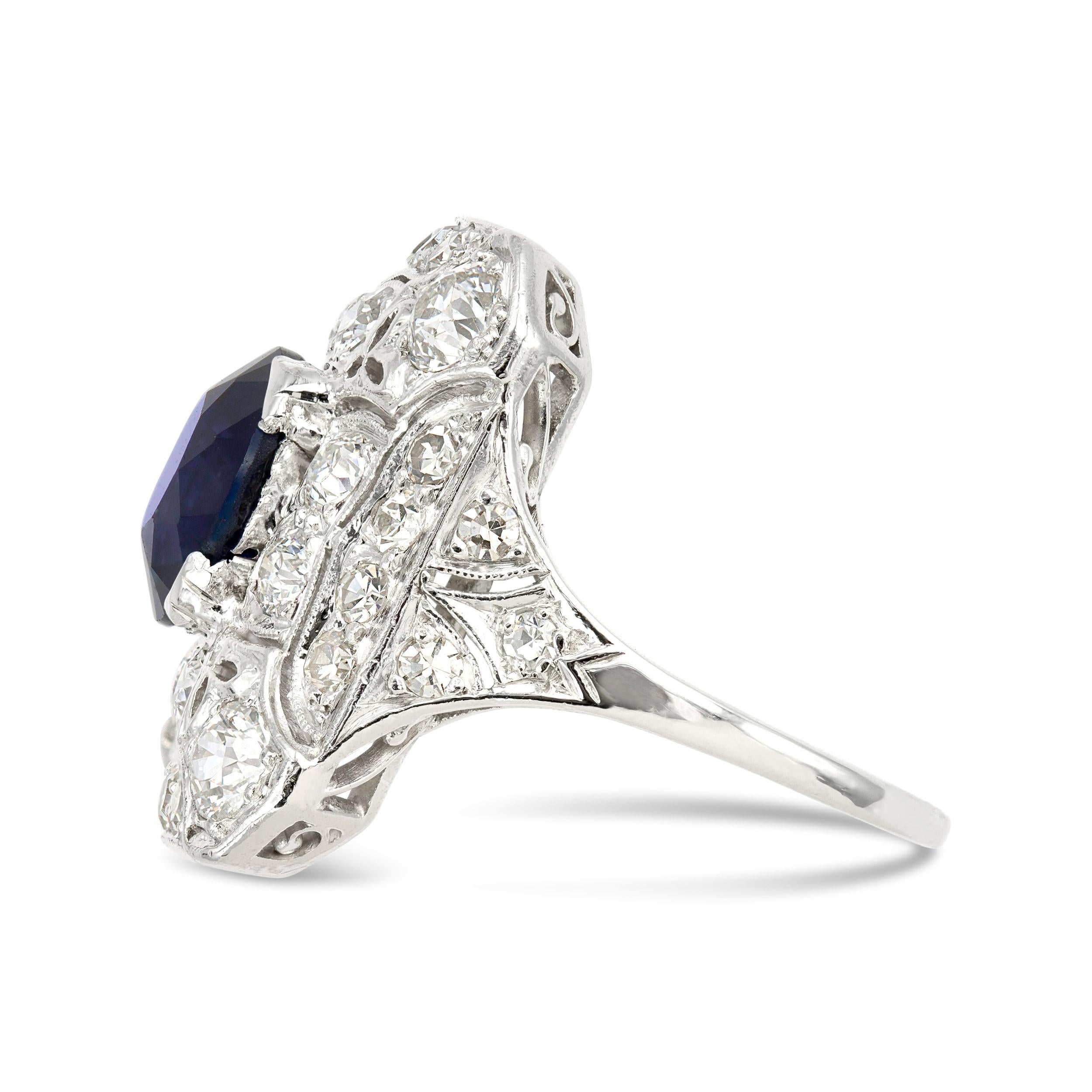 Women's AGL Certified Edwardian 2.98 Ct. No Heat Sapphire and Diamond Ring For Sale