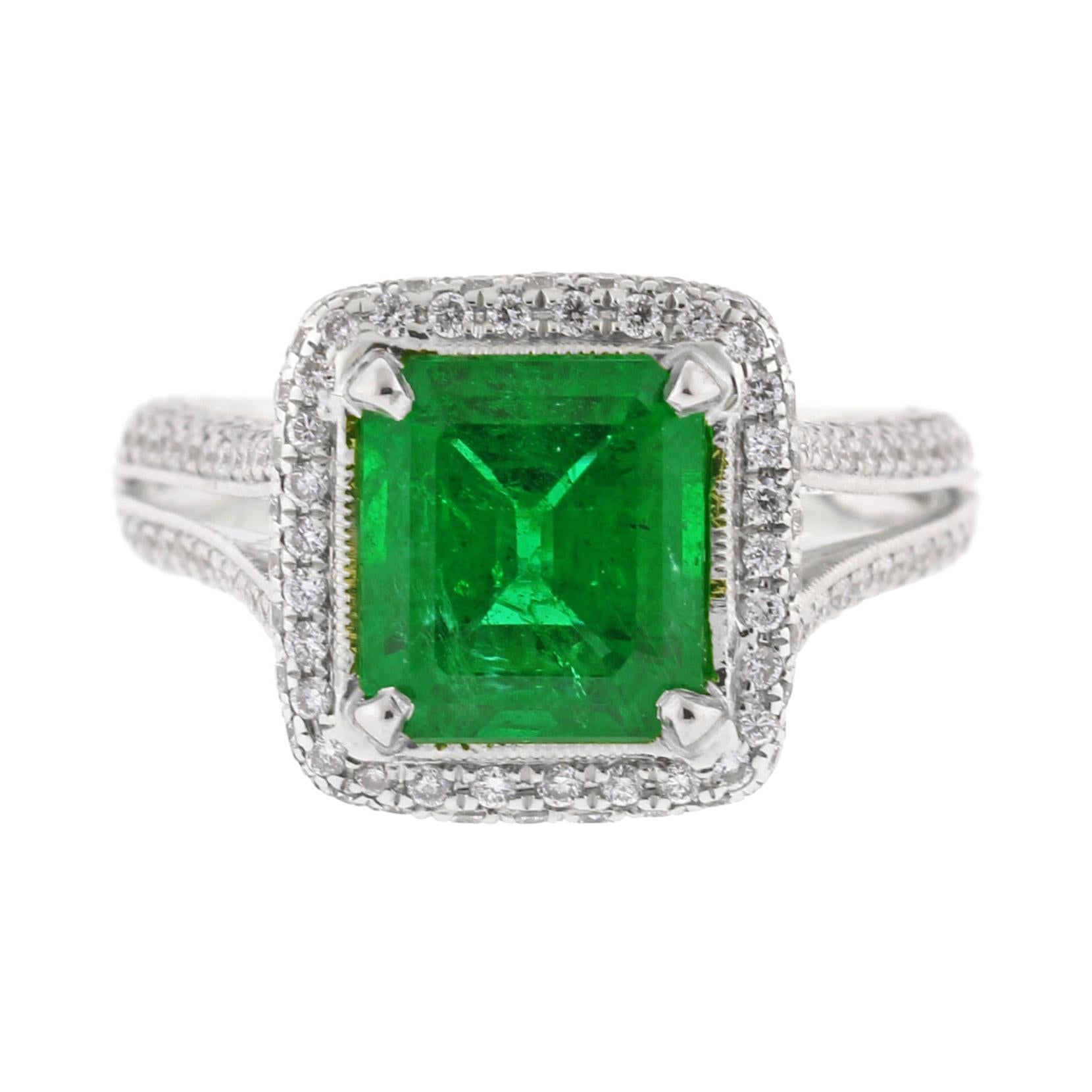 A.G.L Certified Emerald and Diamond Ring