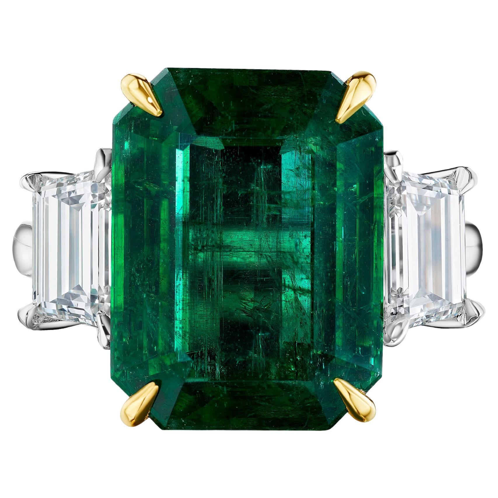 AGL Certified Emerald and Diamond Ring For Sale