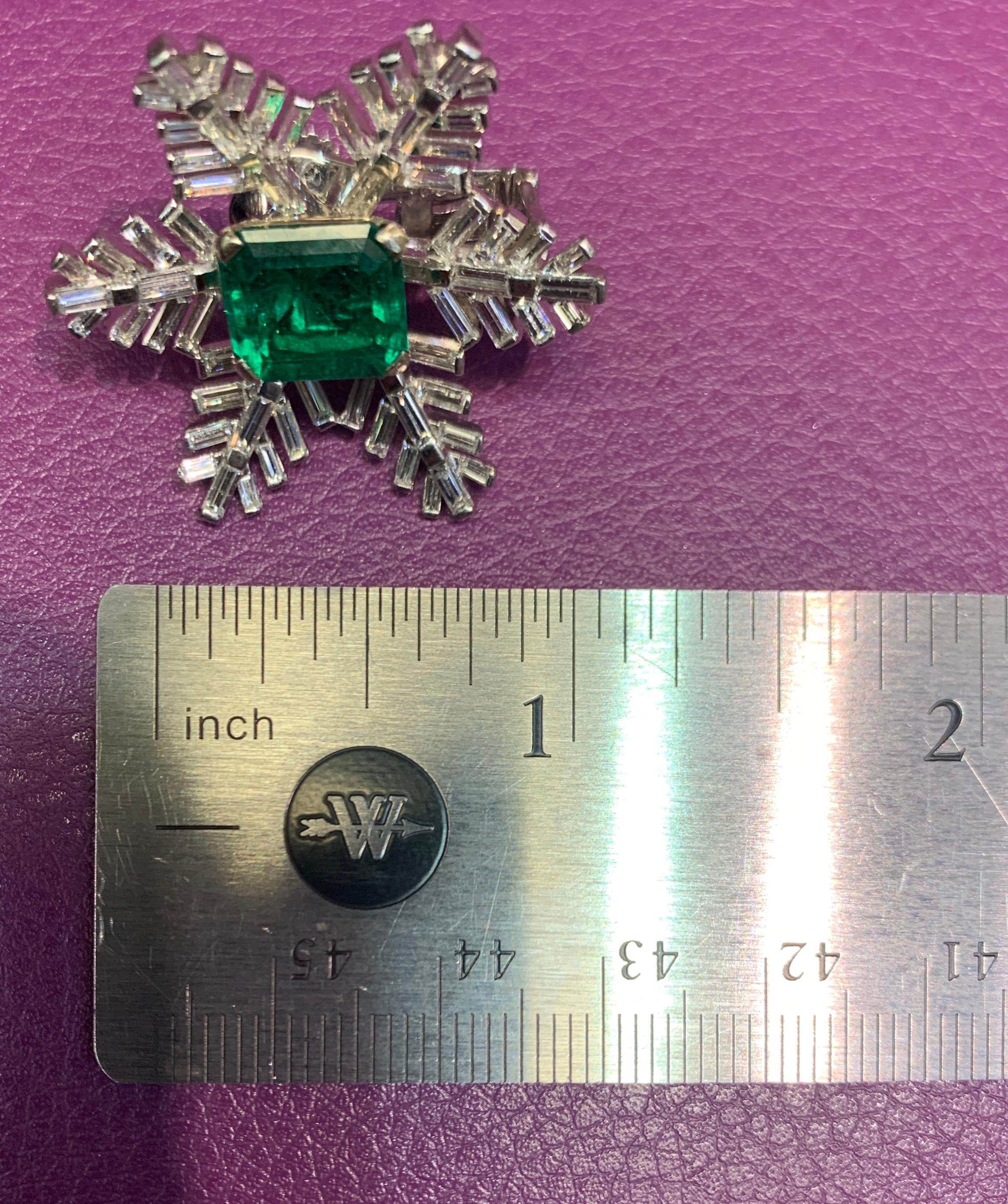 Women's AGL Certified Emerald and Diamond Snowflake Earrings