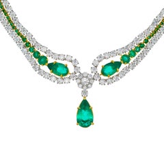 AGL certified Emerald & Diamond Statement Necklace In Platinum