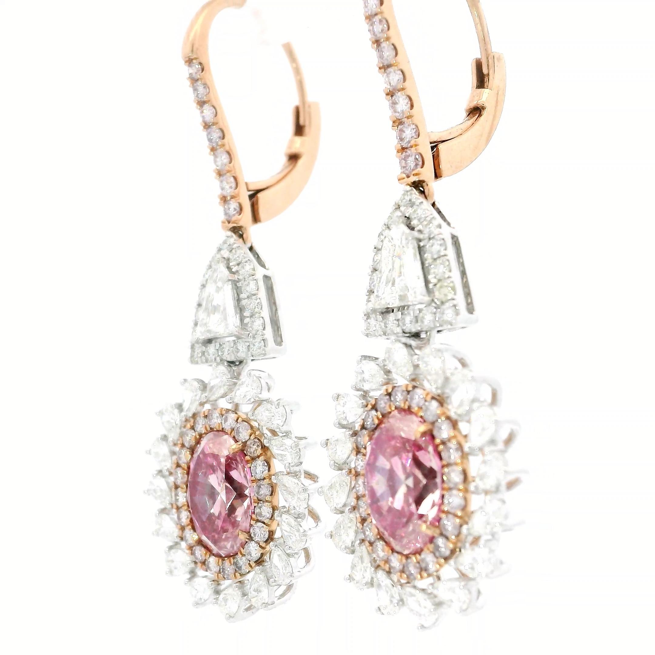 AGL Certified Fancy Pink Diamond Earrings For Sale 2