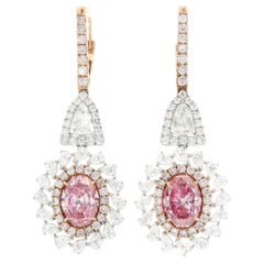 Pendientes de Diamante Rosa Fantasía Certificados AGL