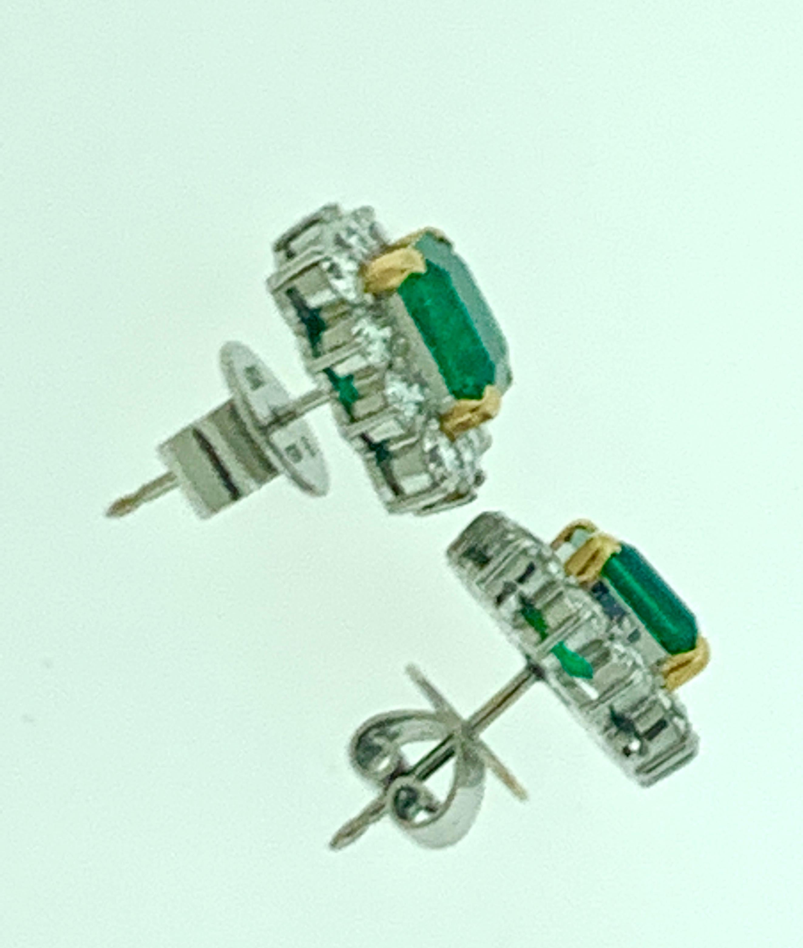 Traditionelle 5 Karat kolumbianische Smaragd-Diamant-Ohrringe, AGL-zertifiziert, unbedeutend im Angebot 1