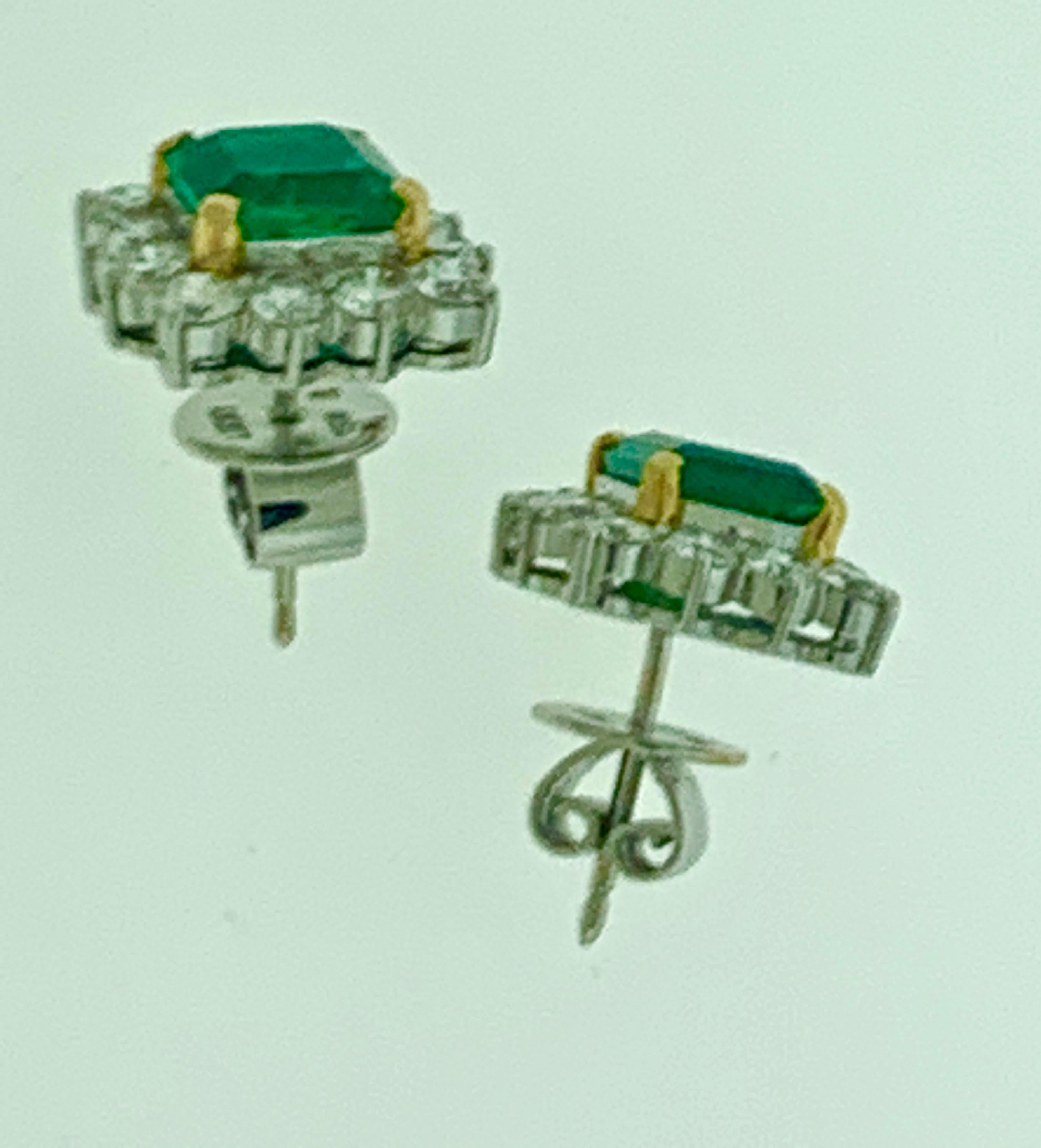 AGL Certified Insignificant Traditional 5 ct Colombian Emerald Diamond Earrings For Sale 1