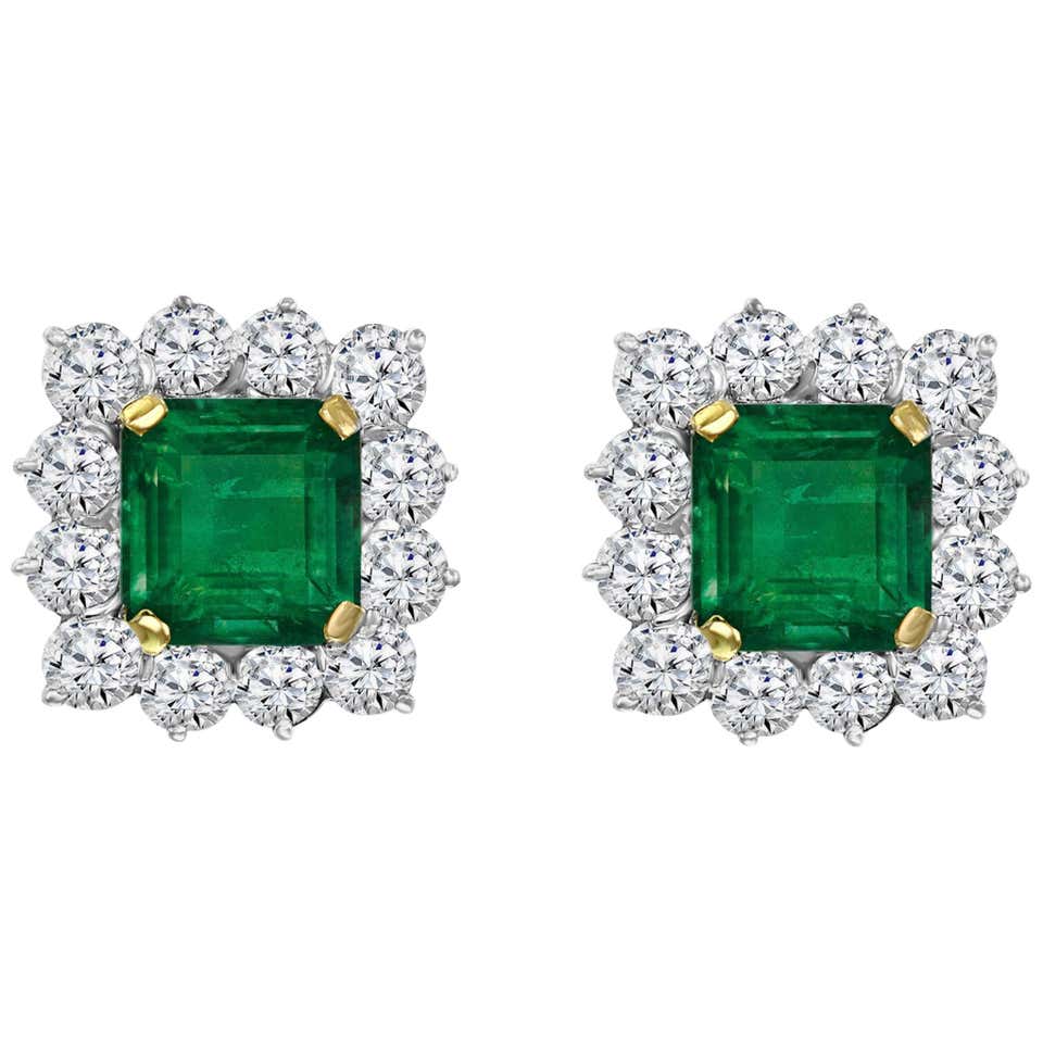 Emeralds Maravellous Certified Square Colombian Emerald Diamond ...