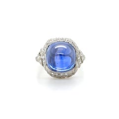 AGL Certified Kashmir Sapphire and Diamond Edwardian Ring