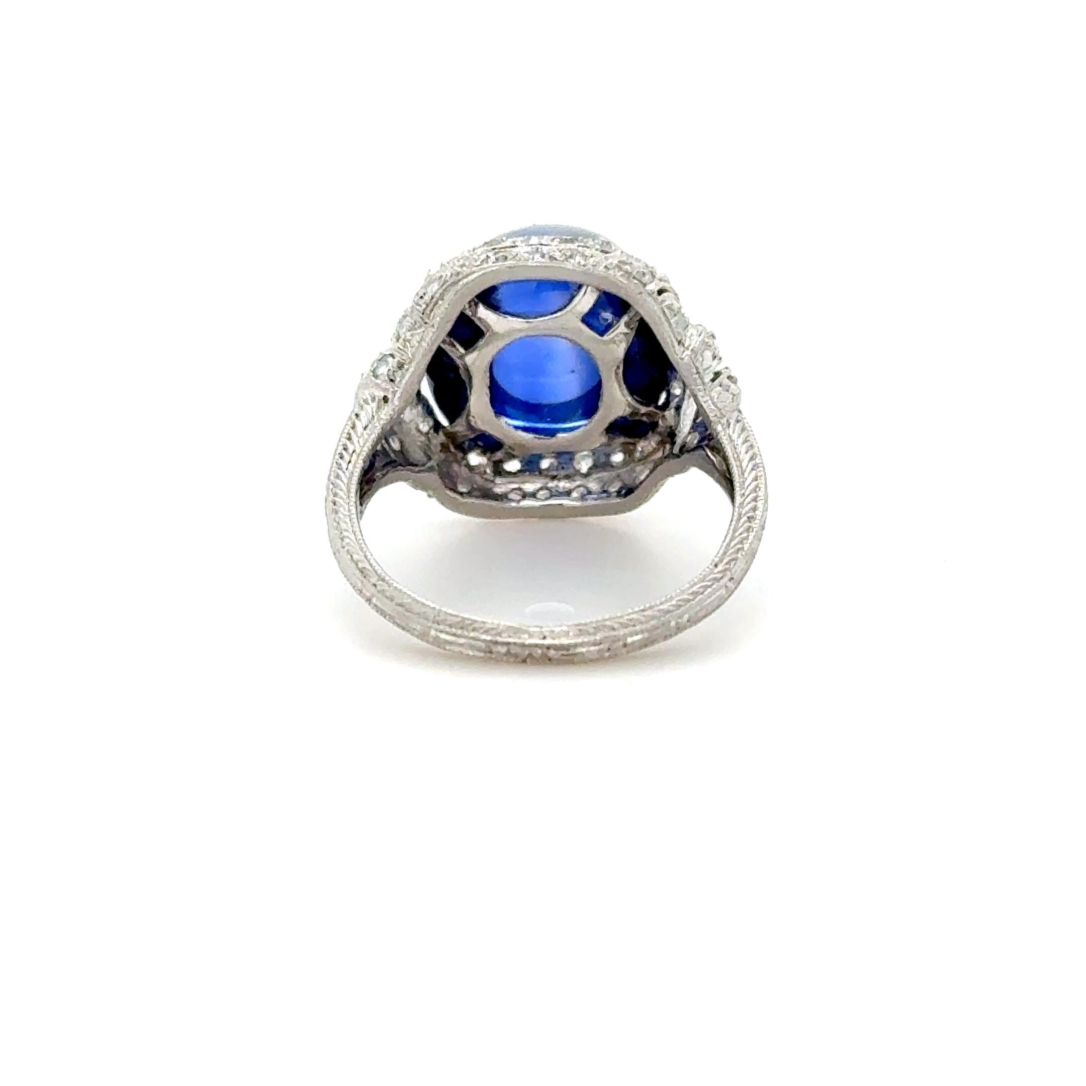 Women's AGL Certified Kashmir Sapphire and Diamond Edwardian Ring For Sale