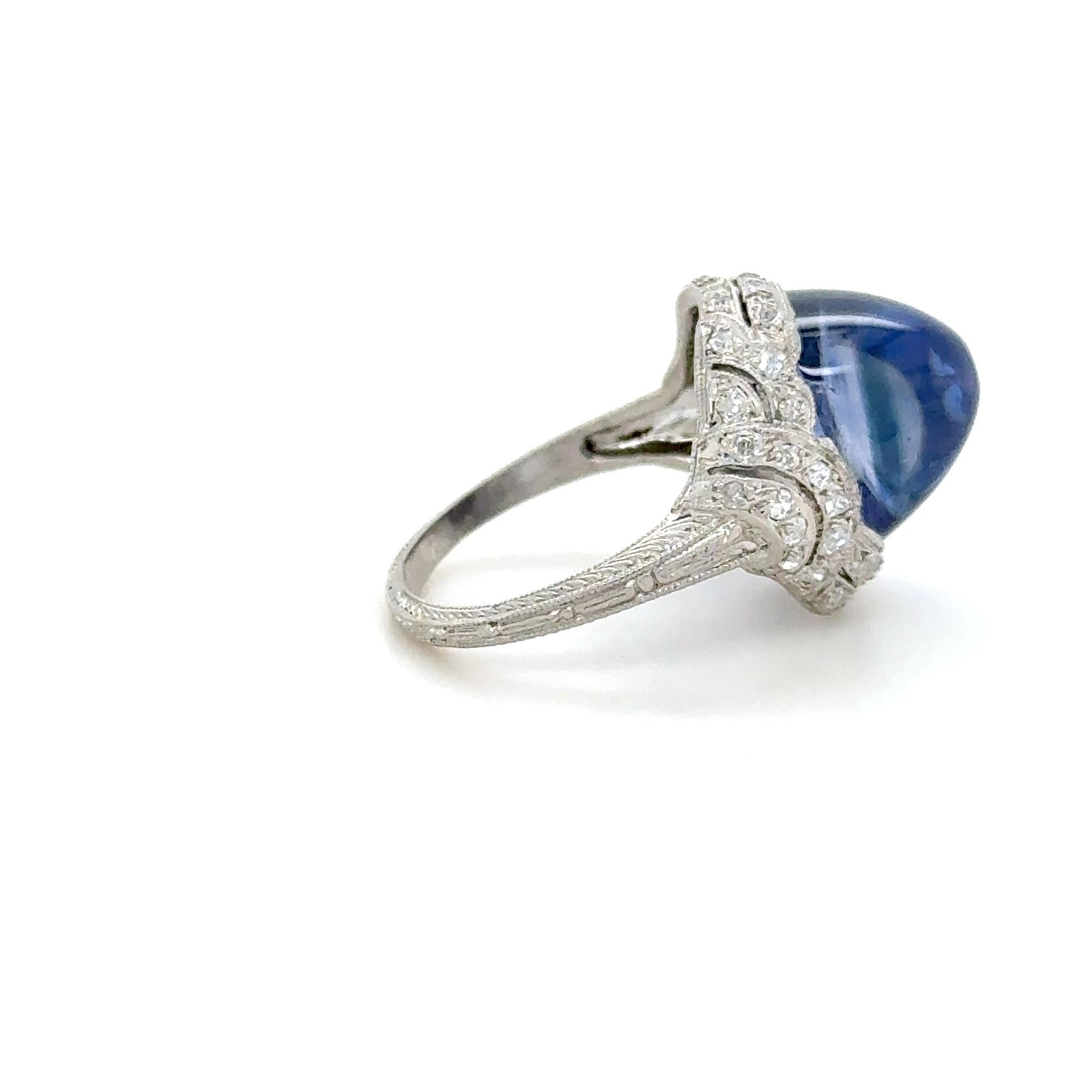 AGL Certified Kashmir Sapphire and Diamond Edwardian Ring For Sale 1