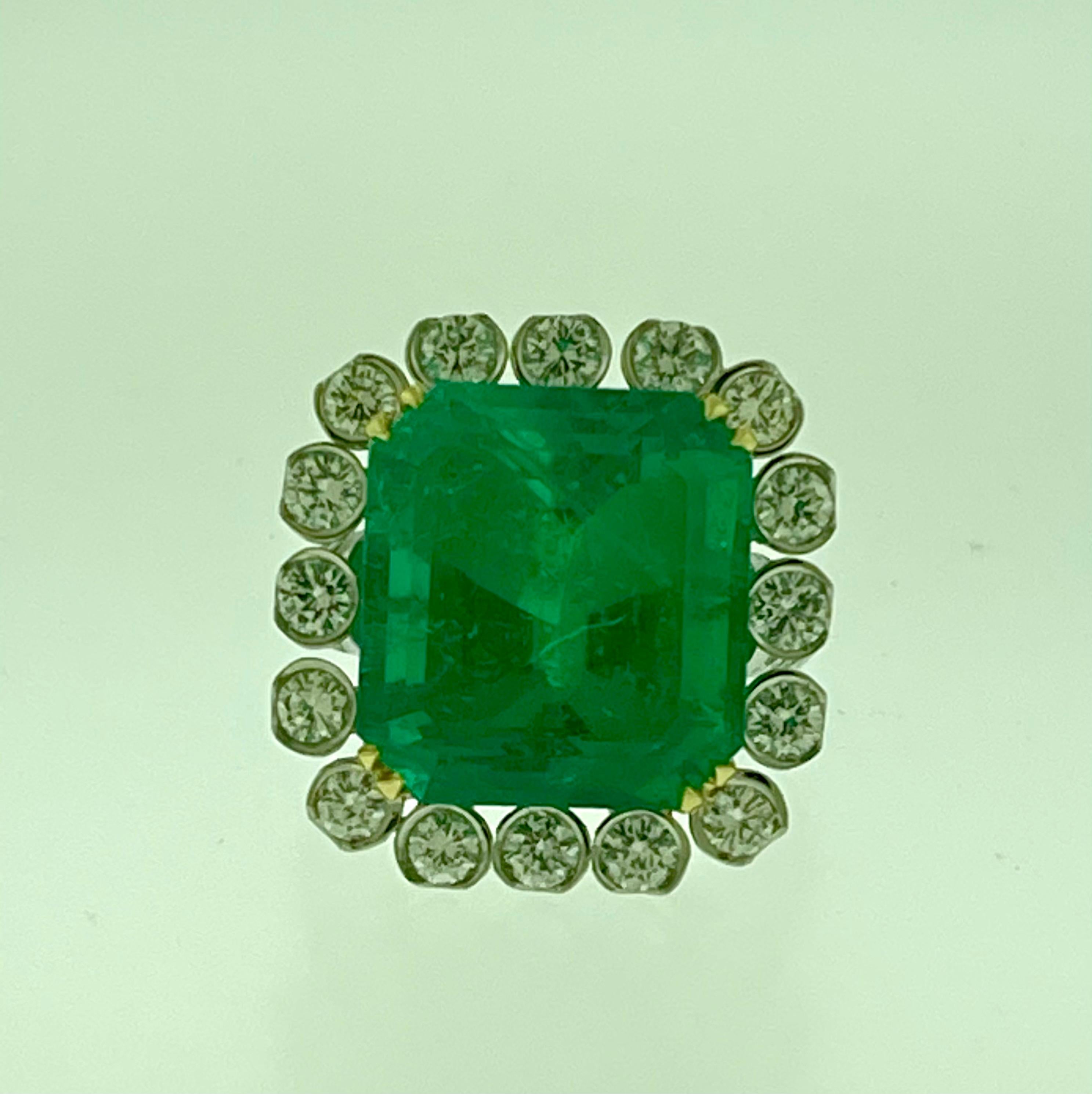 AGL zertifiziert Minor 20 Ct Smaragdschliff kolumbianischen Smaragd Diamant Platin Ring 8