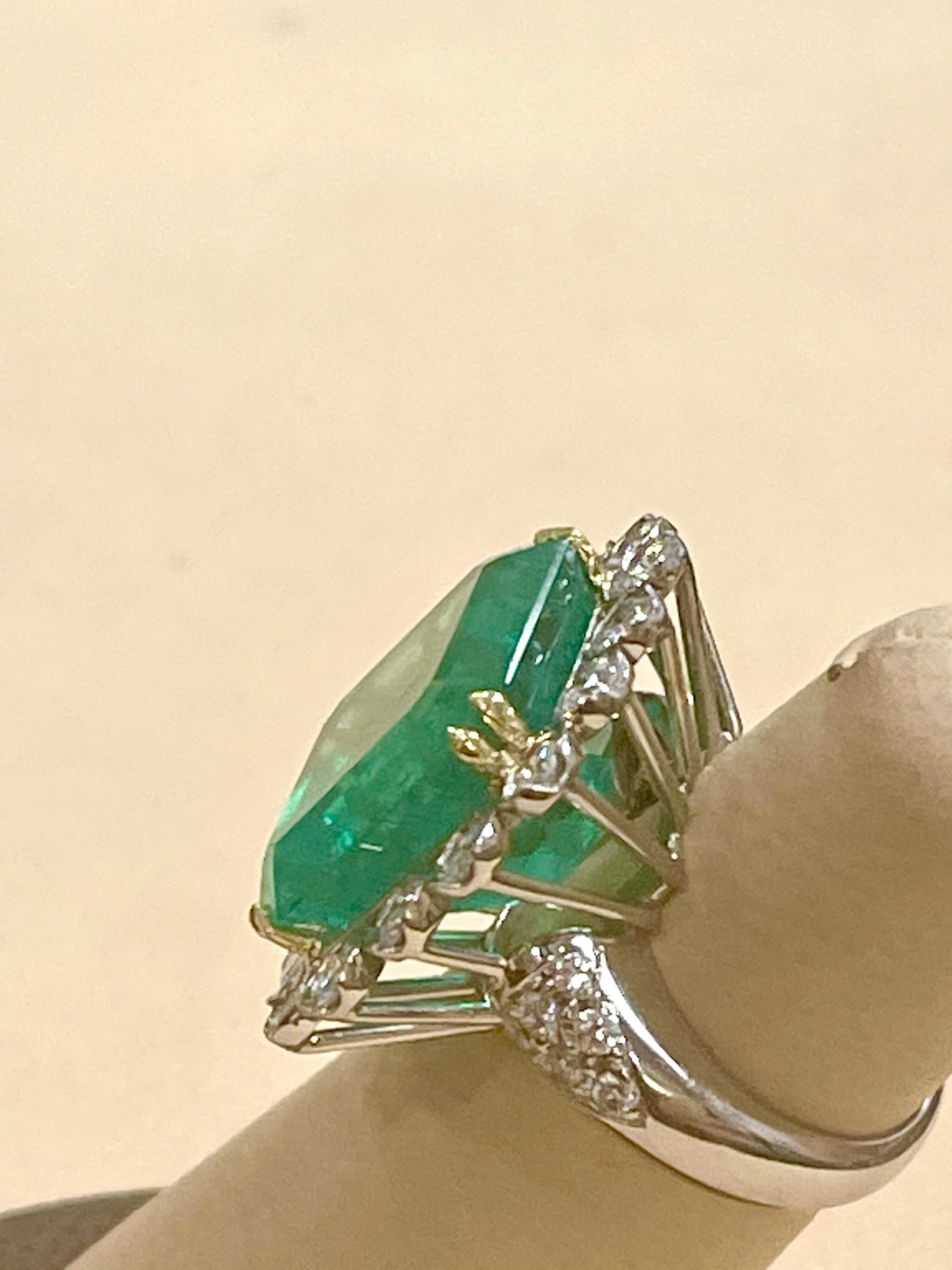 AGL zertifiziert Minor 20 Ct Smaragdschliff kolumbianischen Smaragd Diamant Platin Ring 9