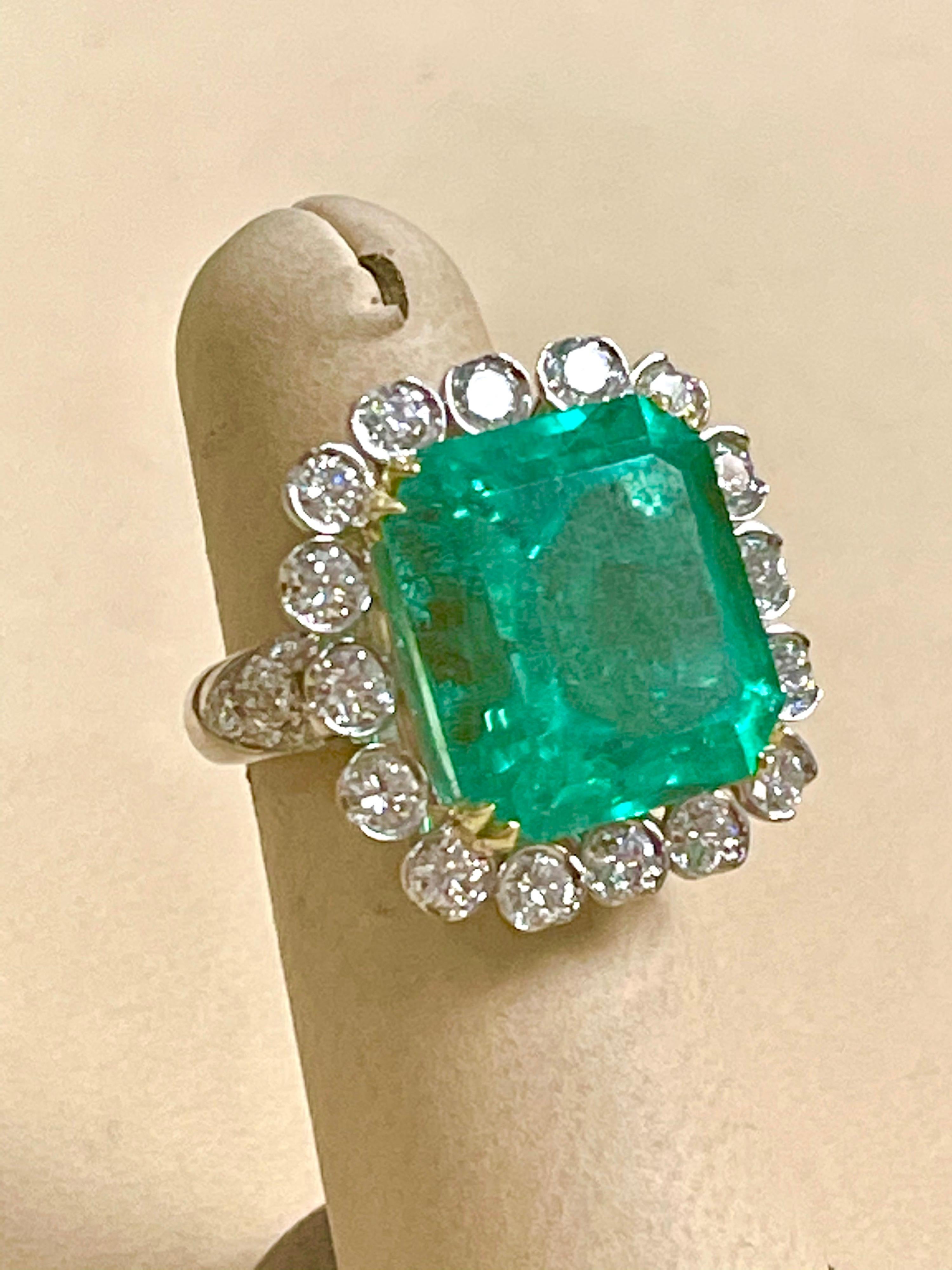 AGL zertifiziert Minor 20 Ct Smaragdschliff kolumbianischen Smaragd Diamant Platin Ring 11