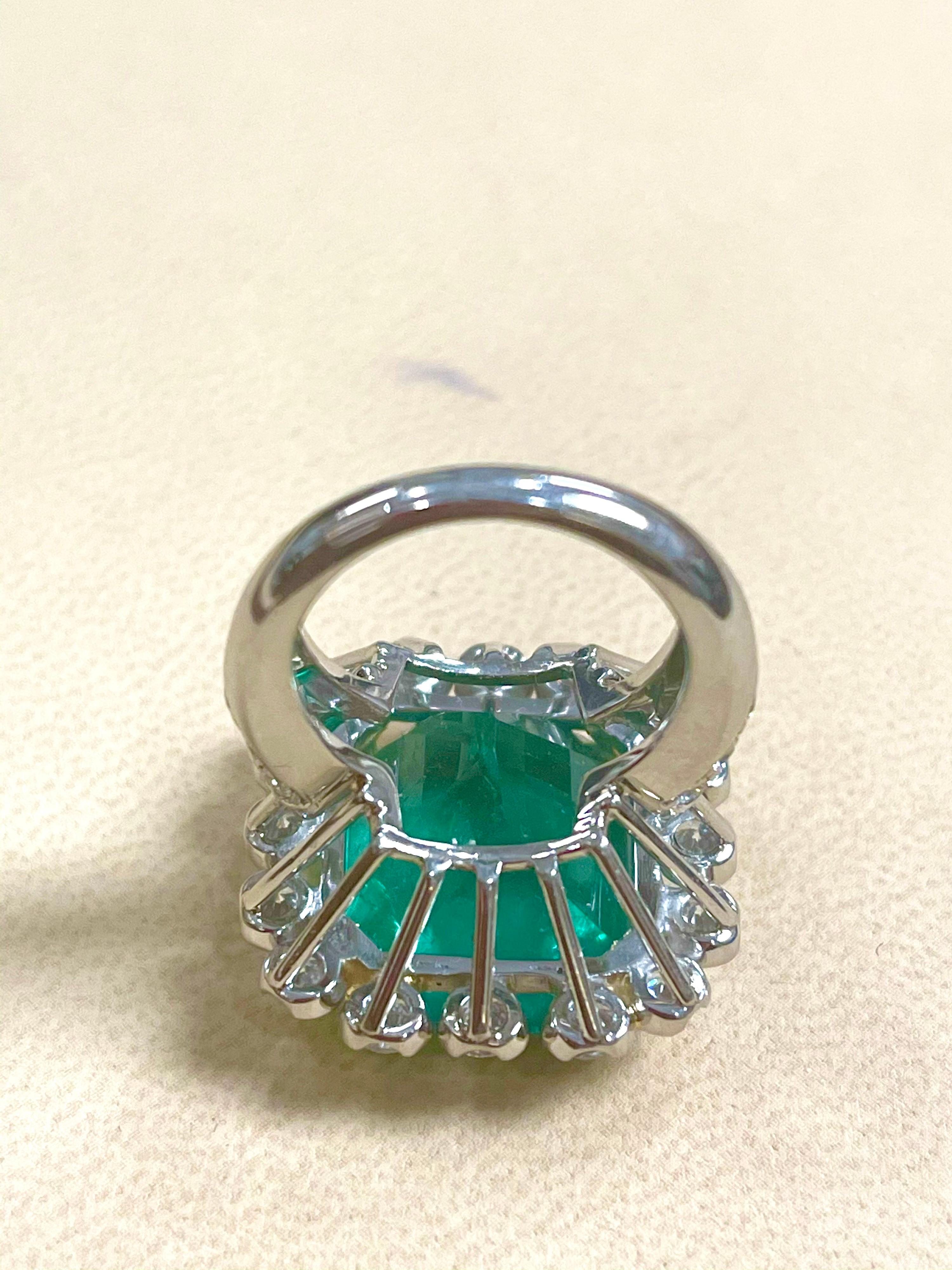 AGL zertifiziert Minor 20 Ct Smaragdschliff kolumbianischen Smaragd Diamant Platin Ring 12
