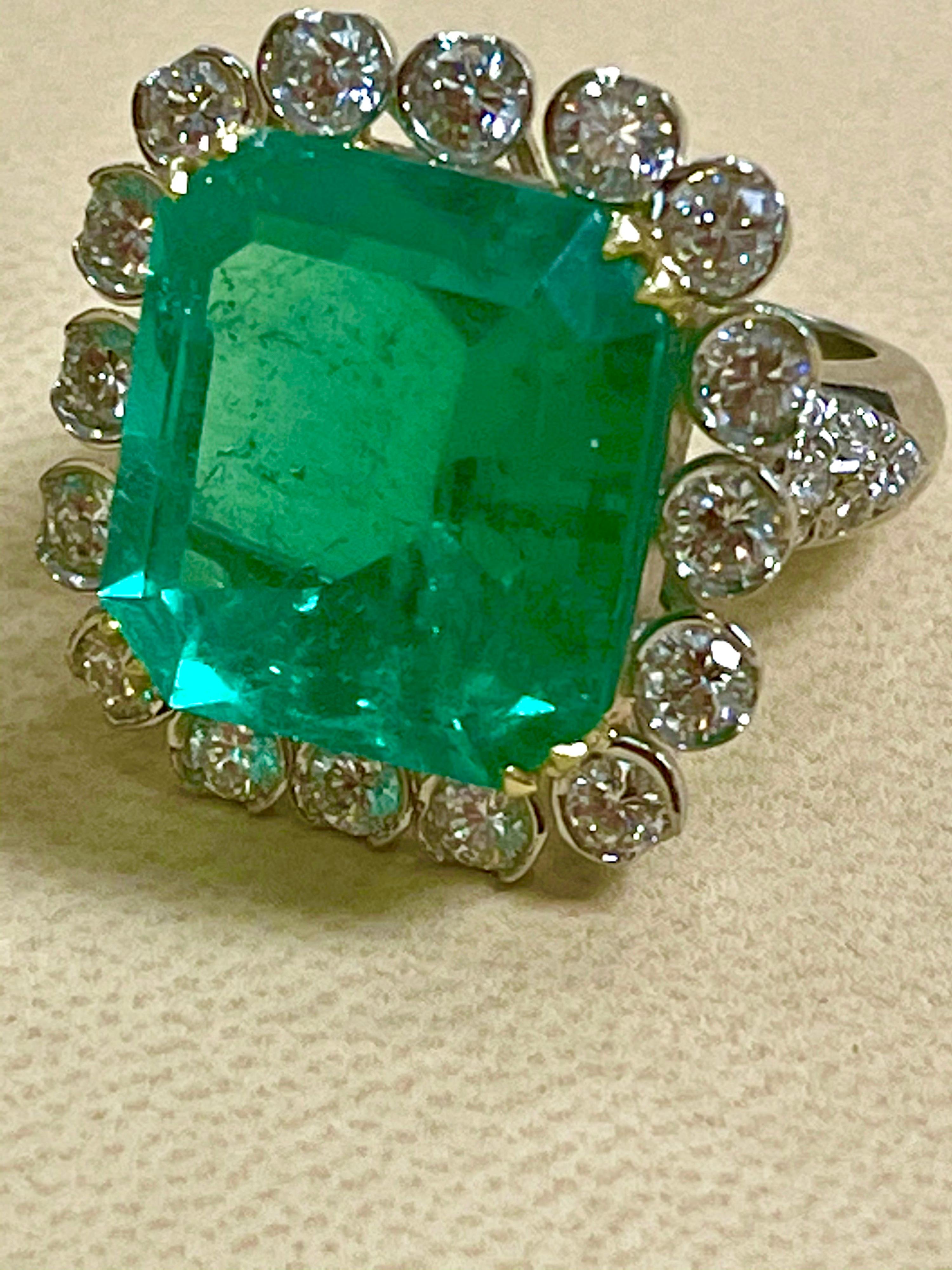 AGL zertifiziert Minor 20 Ct Smaragdschliff kolumbianischen Smaragd Diamant Platin Ring 16