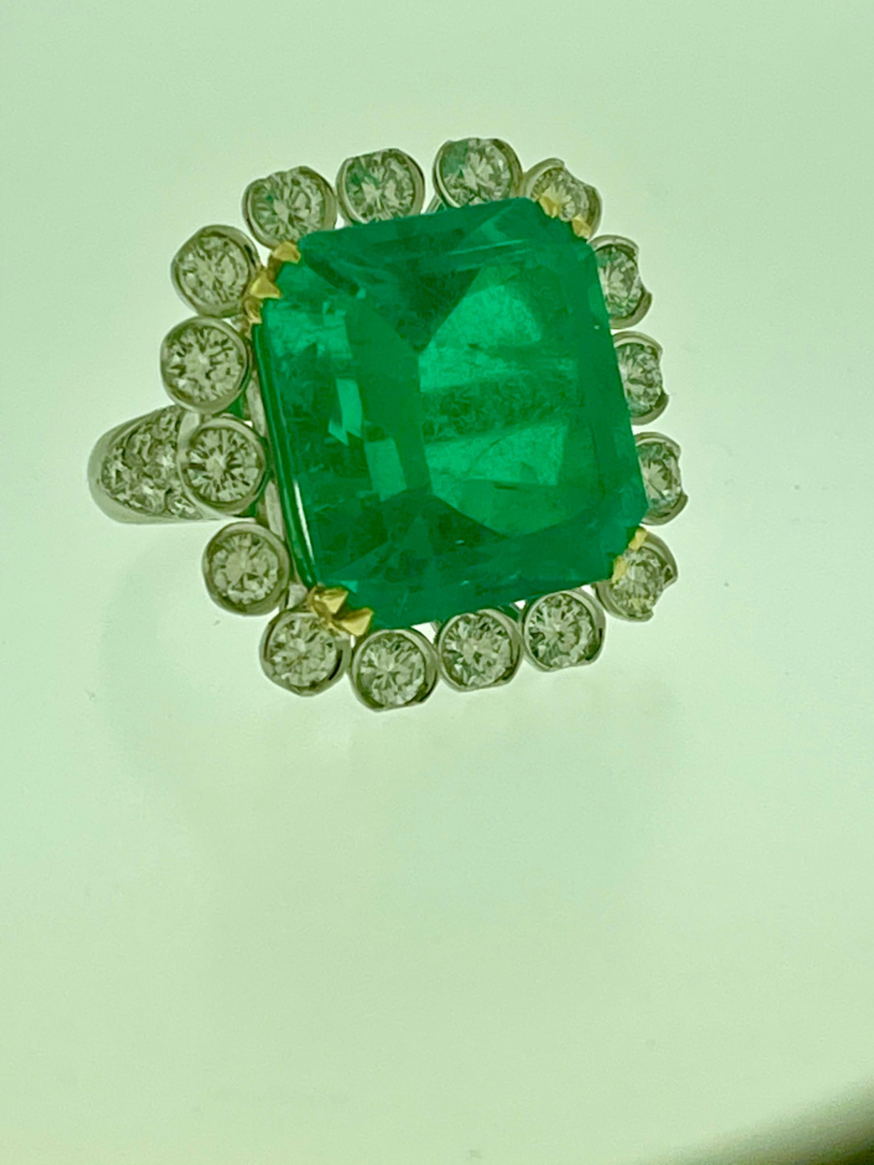 AGL zertifiziert Minor 20 Ct Smaragdschliff kolumbianischen Smaragd Diamant Platin Ring 1